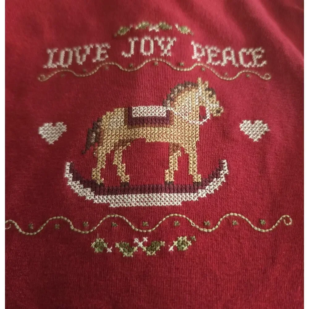 VTG Gymboree Love Joy Peace Long Sleeve Cross Stitch Tee Shirt SZ 18-24 Months